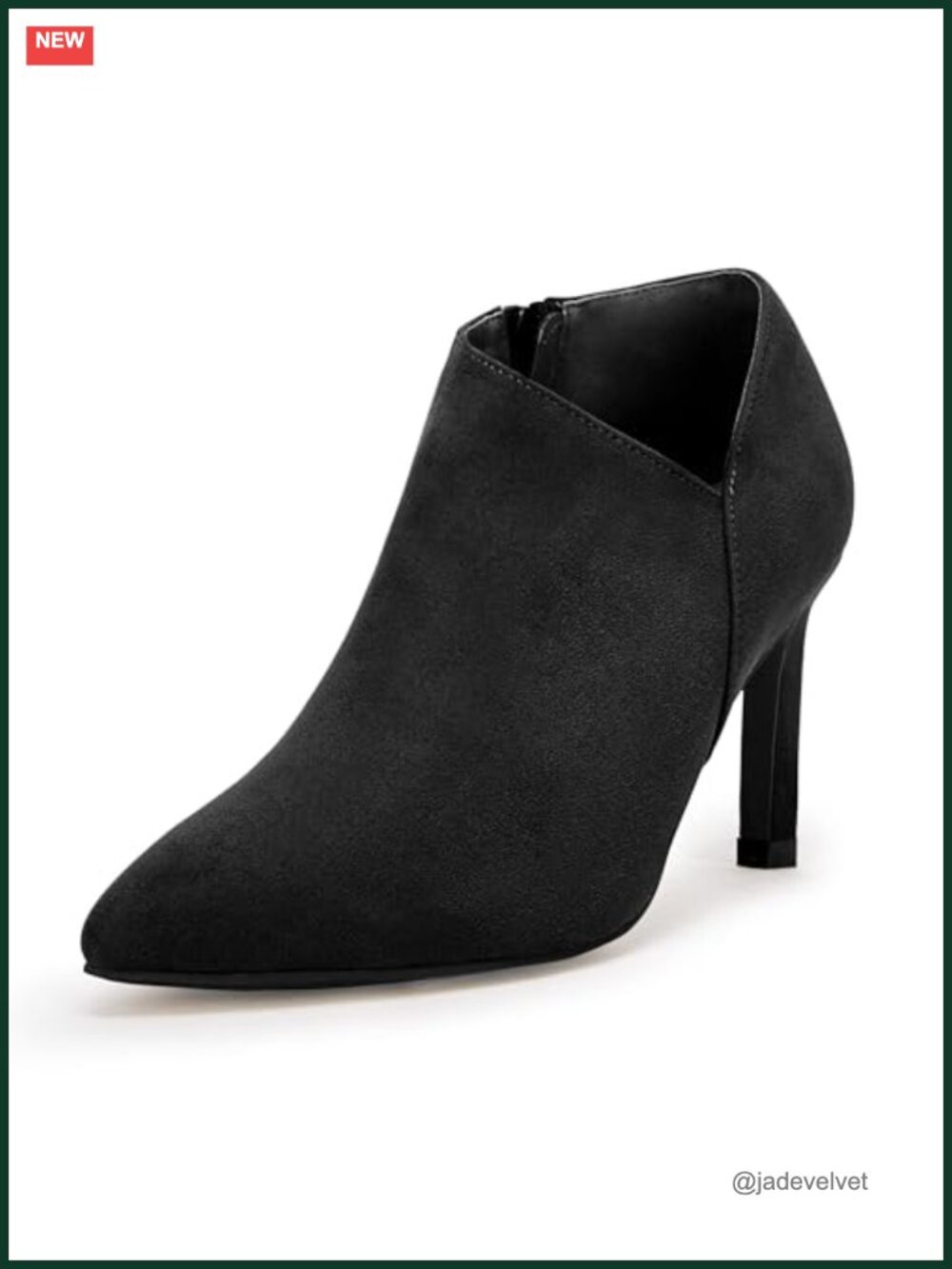 Womens Pointed Toe Kitten Heel Ankle Boots Side Zip Faux Leather Office Booties